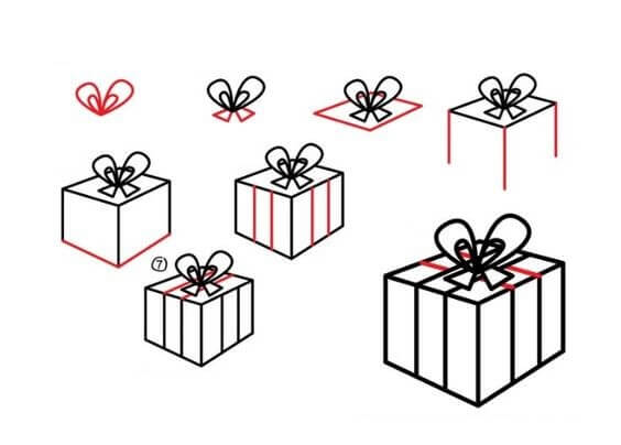 How to draw Gift box idea (9)