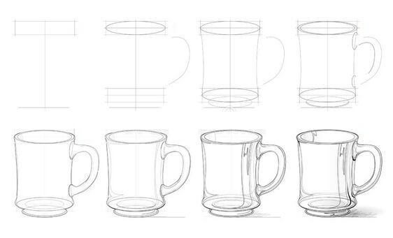 How to draw Glass cup (5)