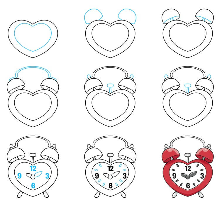 How to draw Heart clock