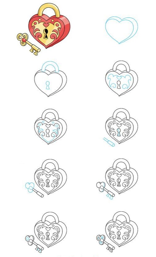 heart shaped lock Drawing Ideas