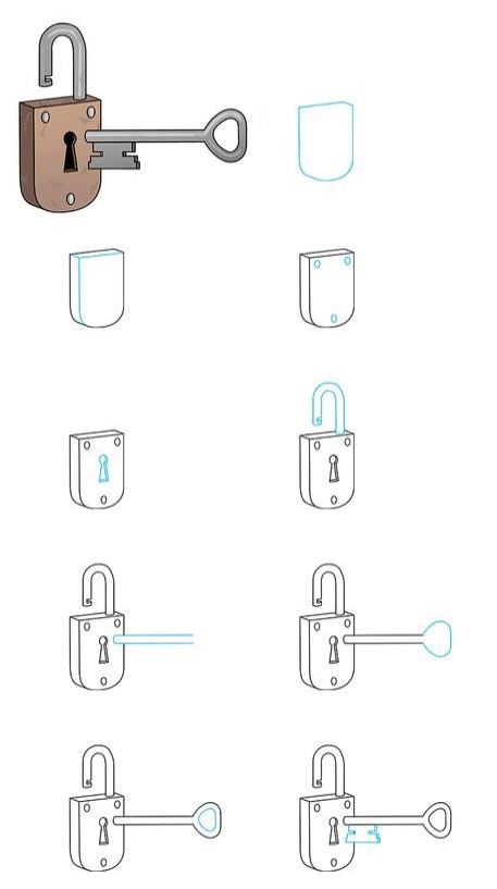 How to draw Lock idea (3)