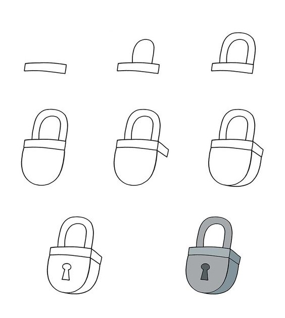 How to draw Lock idea (4)