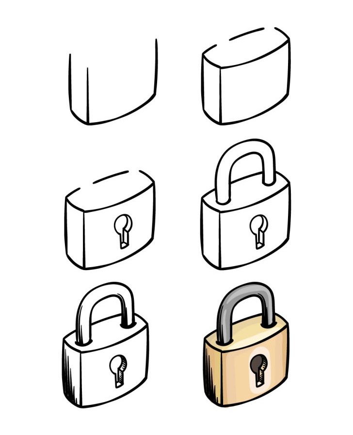 How to draw Lock idea (5)