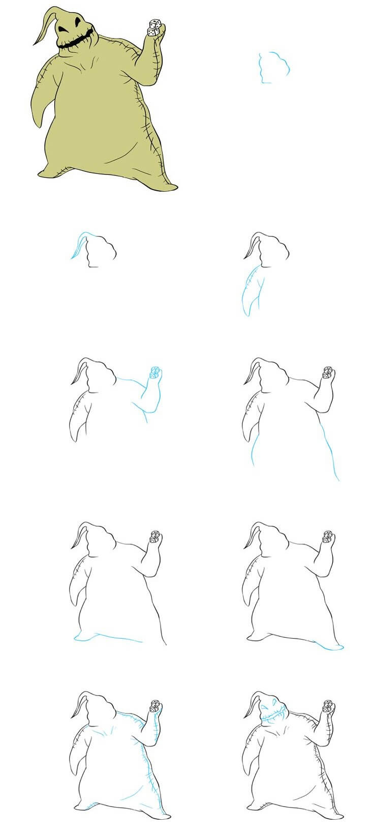 How to draw Oogie boogie (1)