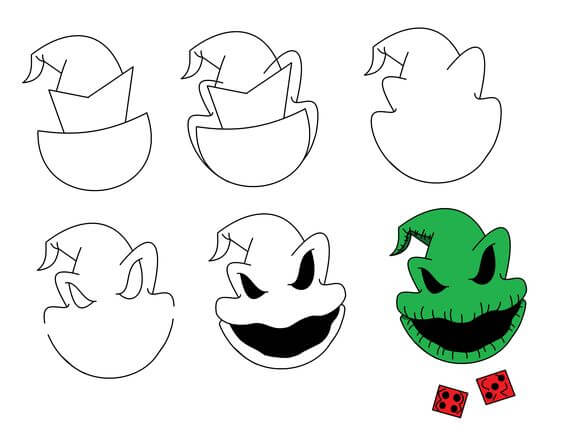 How to draw Oogie boogie head