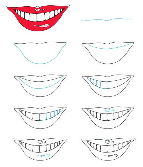 How to draw Smiling lips (2)