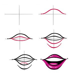 How to draw Smiling lips (3)