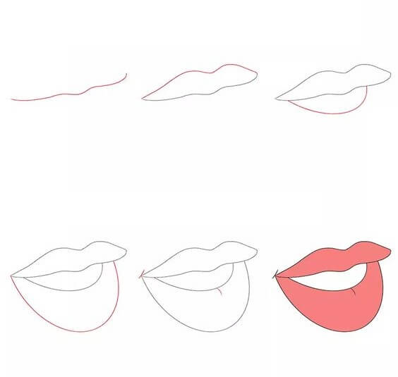 How to draw Smiling lips (5)