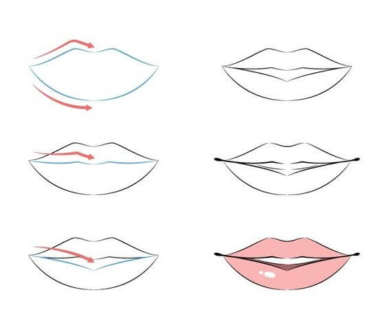 How to draw Smiling lips (6)