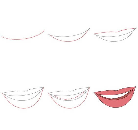 How to draw Smiling lips