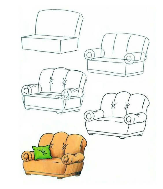 How to draw Sofa (10)