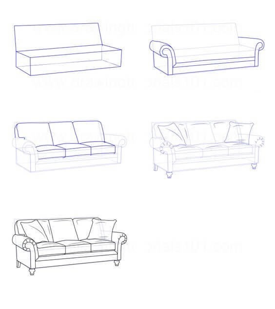 How to draw Sofa (11)