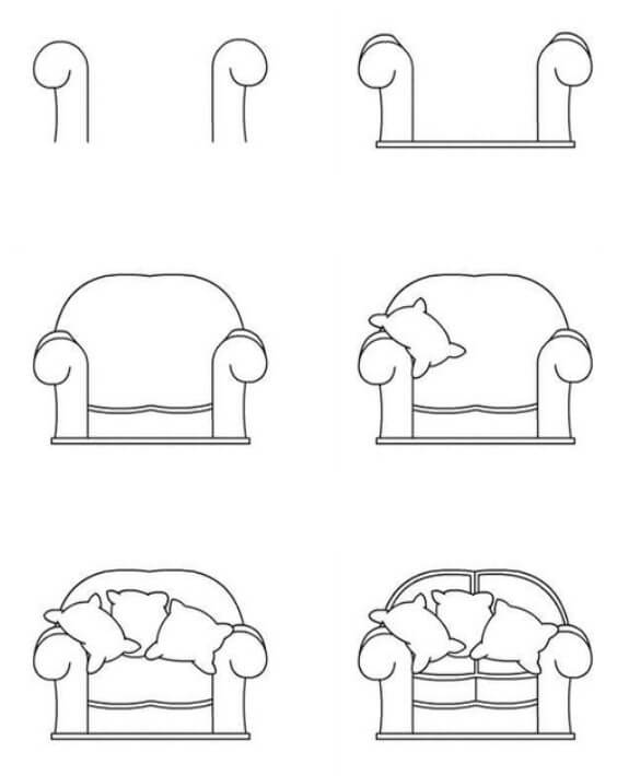 How to draw Sofa (6)