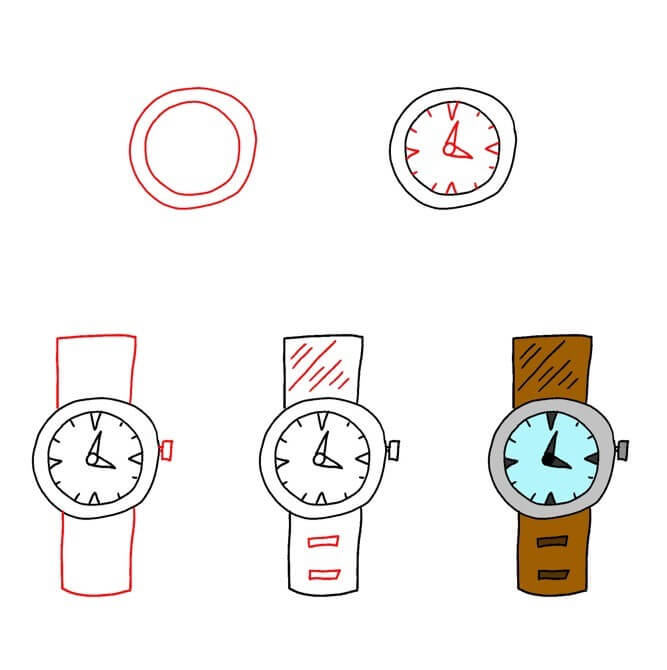 Wrist watch (10) Drawing Ideas