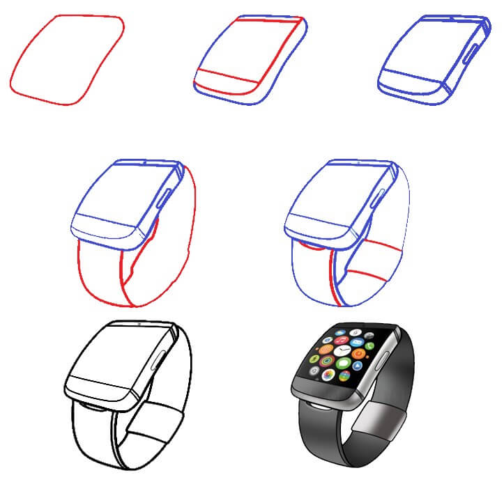 How to draw Wrist watch (11)