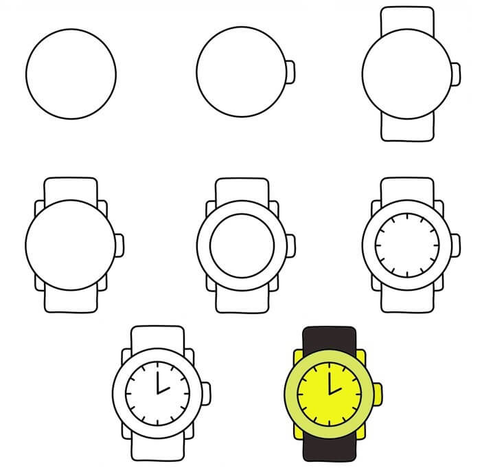 How to draw Wrist watch (14)