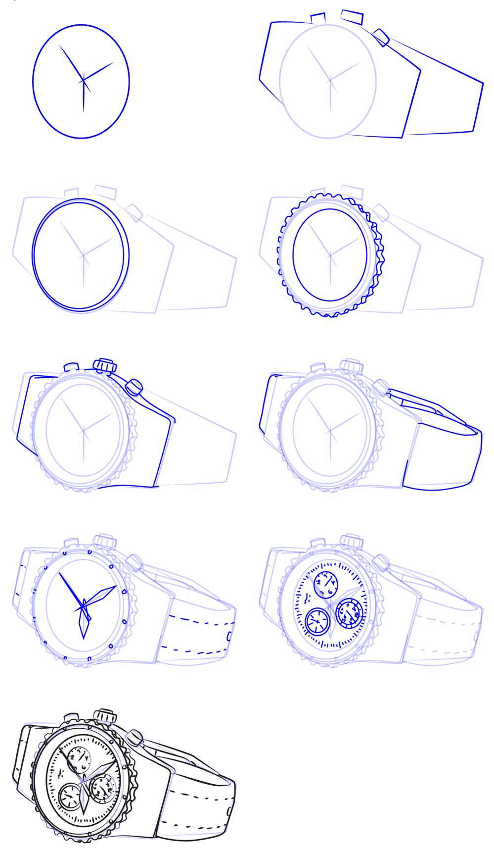 How to draw Wrist watch (15)