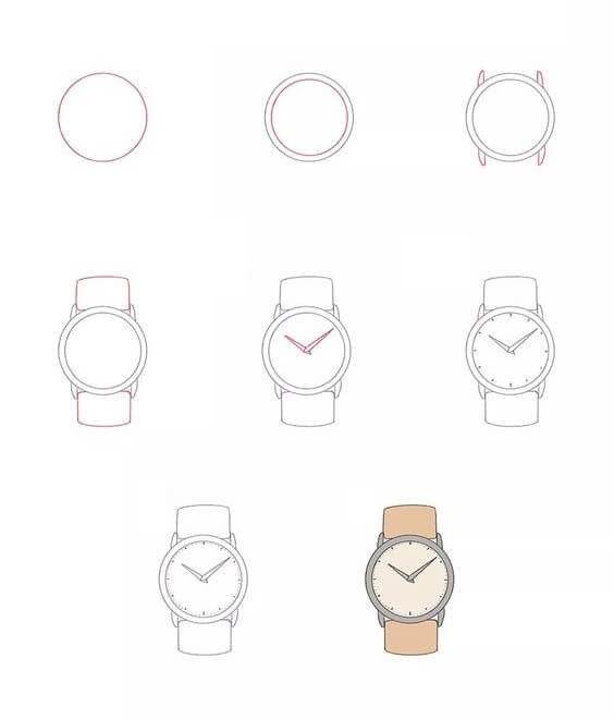 Wrist watch (5) Drawing Ideas