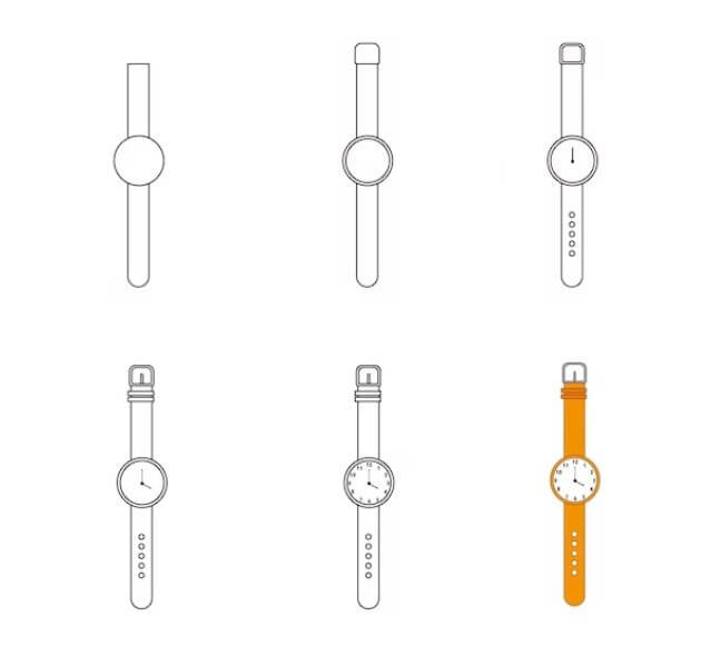 How to draw Wrist watch (6)