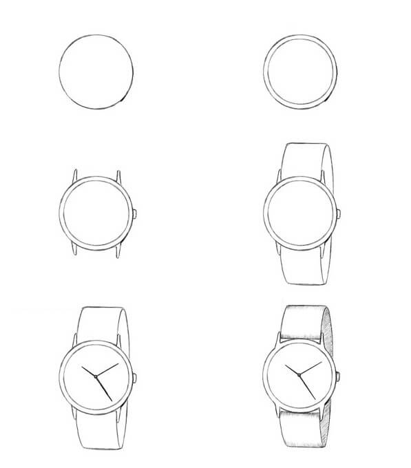 How to draw Wrist watch (7)