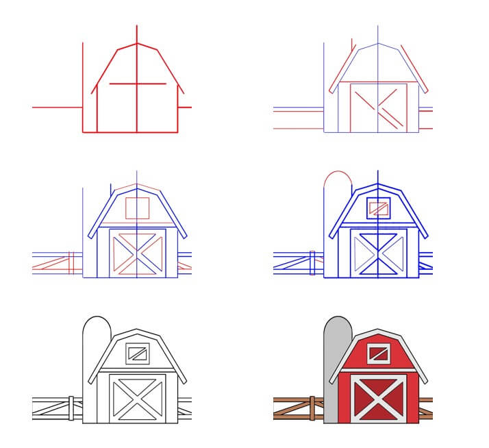 How to draw Barn idea (12)