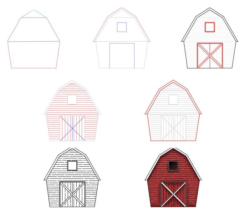 How to draw Barn idea (13)