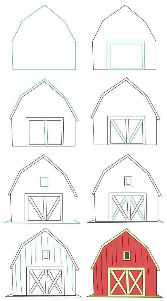 How to draw Barn idea (4)