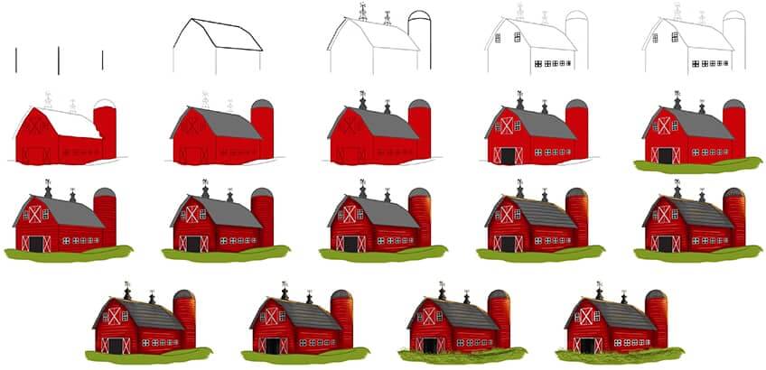 How to draw Barn idea (5)