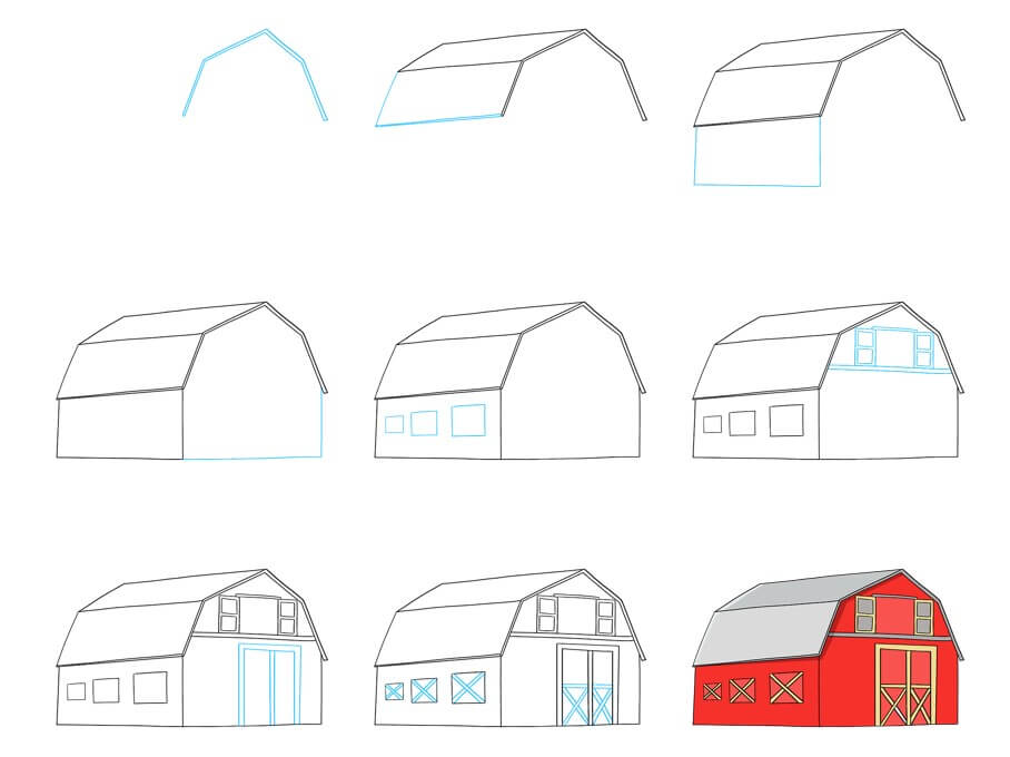 How to draw Barn idea (9)