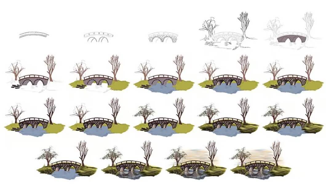 How to draw Bridge idea (16)