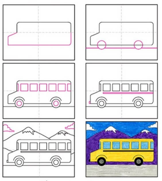 How to draw Bus idea (10)