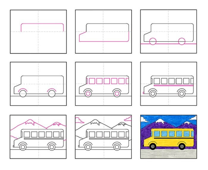 How to draw Bus idea (15)