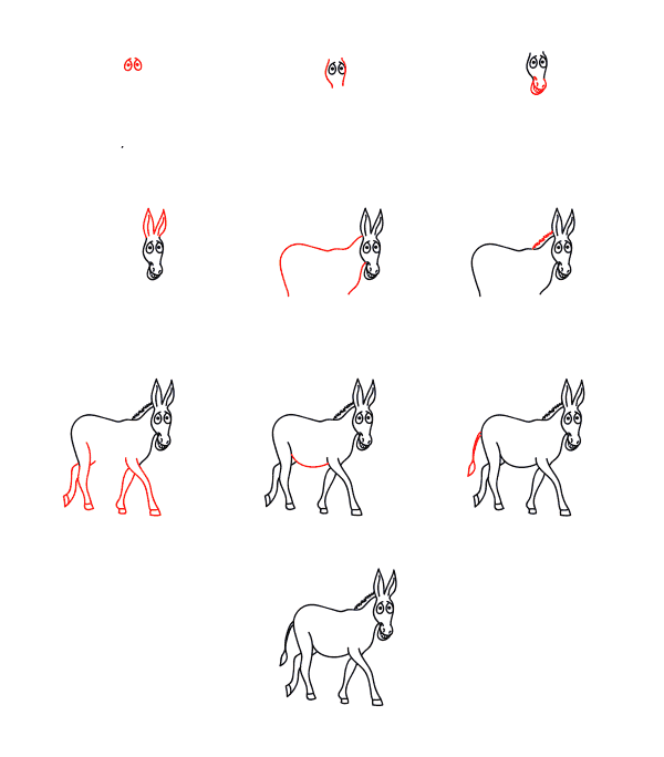 Cartoon donkey Drawing Ideas