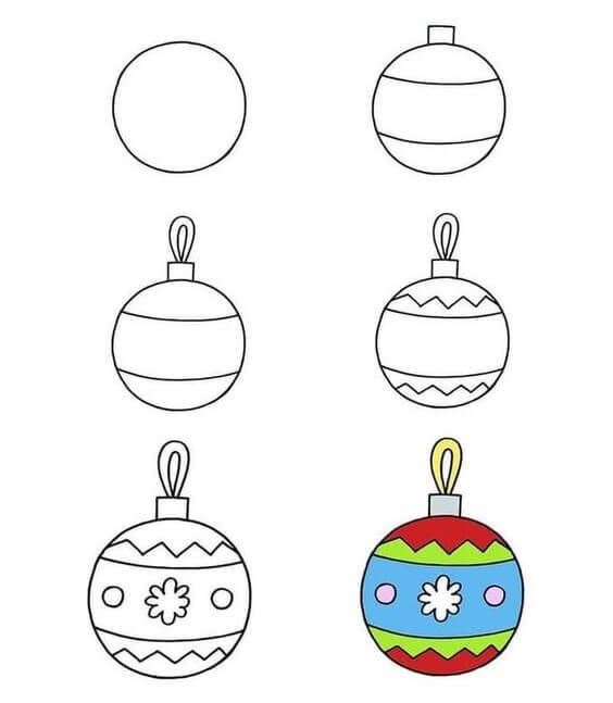 How to draw Christmas ball