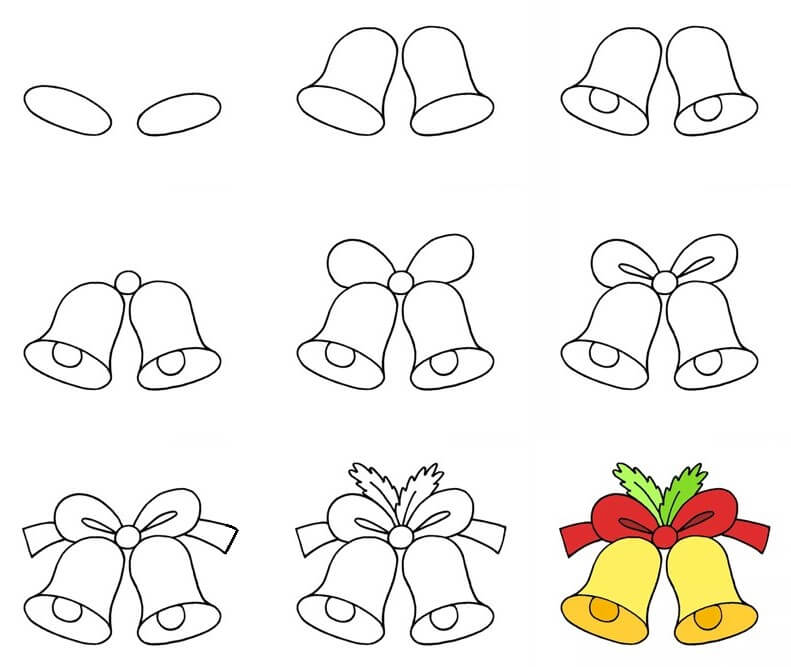 How to draw Christmas Bells 2