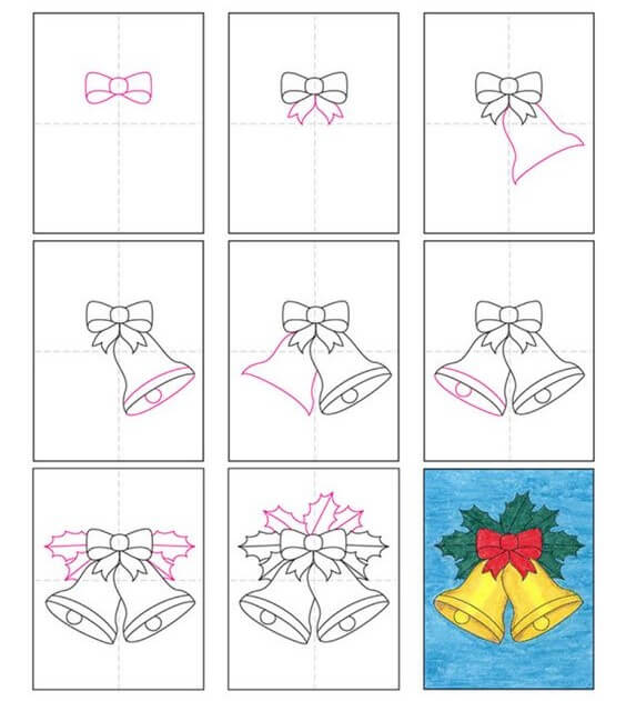 How to draw Christmas Bells