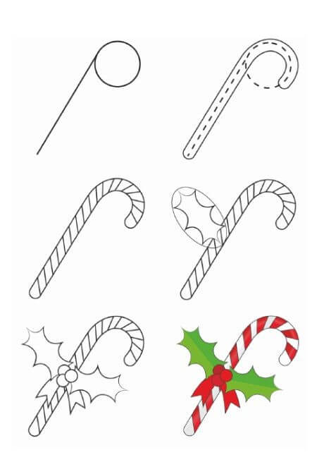 How to draw Christmas candy 4