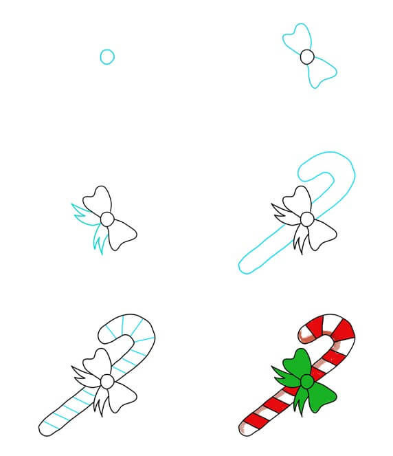 How to draw Christmas candy 5