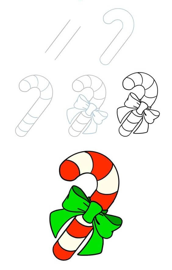 How to draw Christmas candy