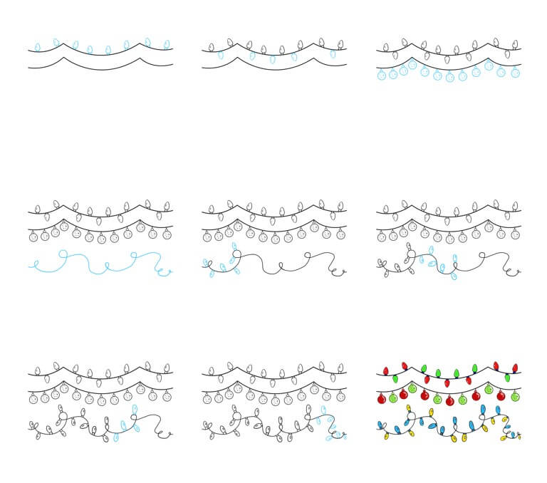 Christmas Lights (2) Drawing Ideas