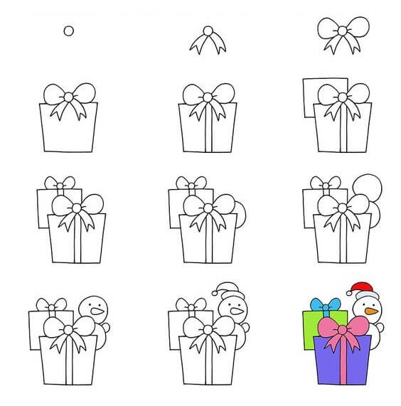 How to draw Christmas presents