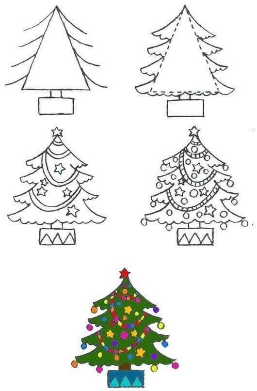 How to draw Christmas tree 10