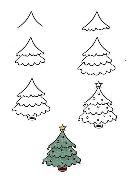 How to draw Christmas tree 2