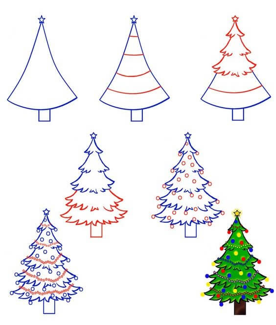 How to draw Christmas tree 3