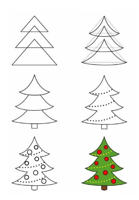 How to draw Christmas tree 5