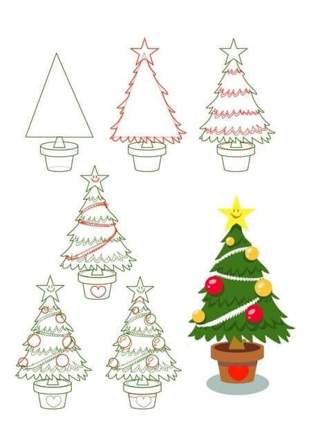 How to draw Christmas tree 7