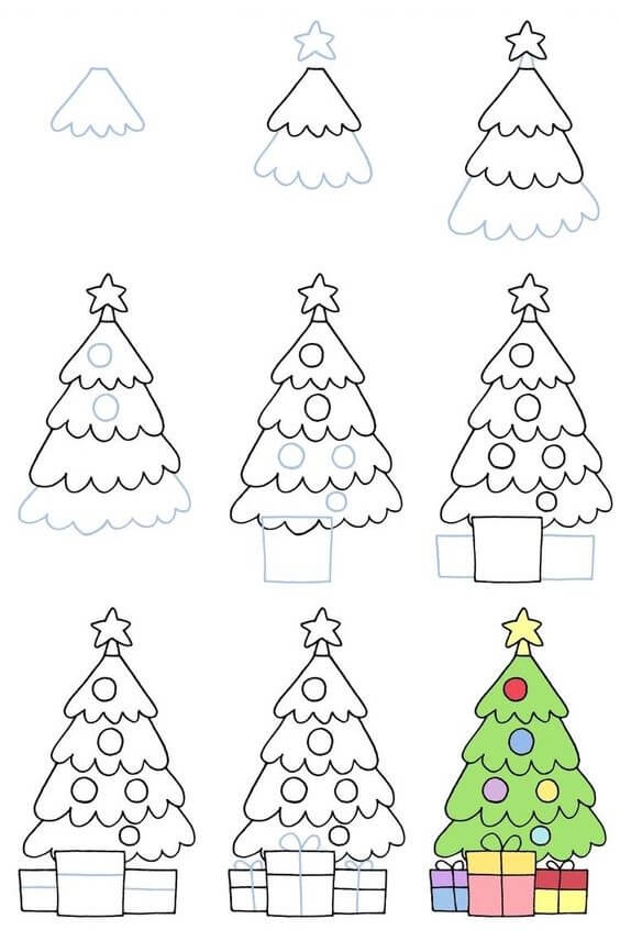 How to draw Christmas tree