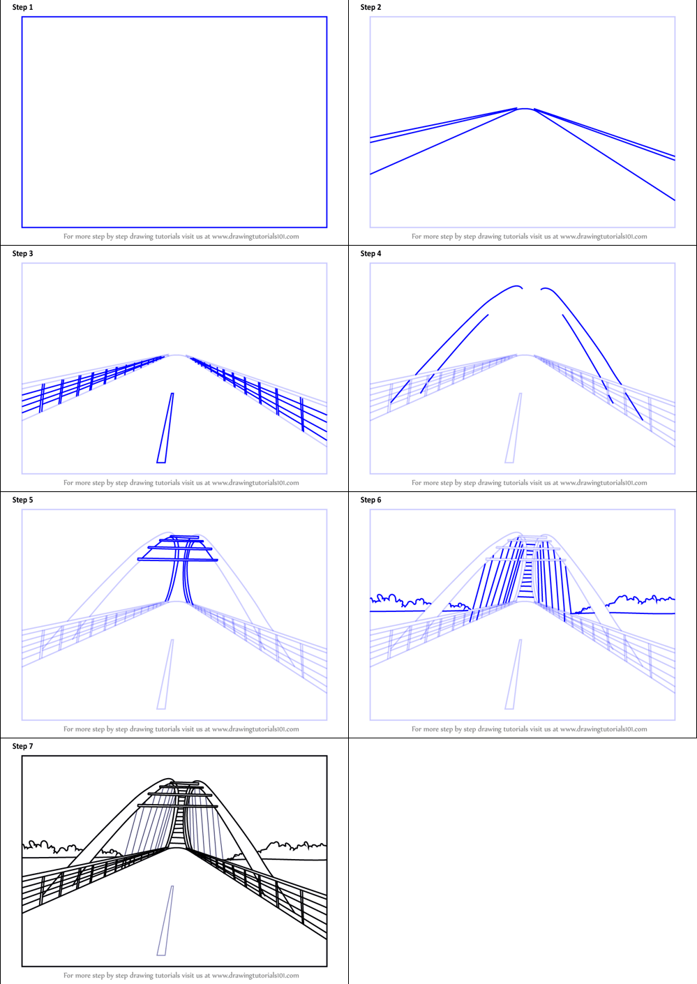 How to draw Draw a simple bridge (10)