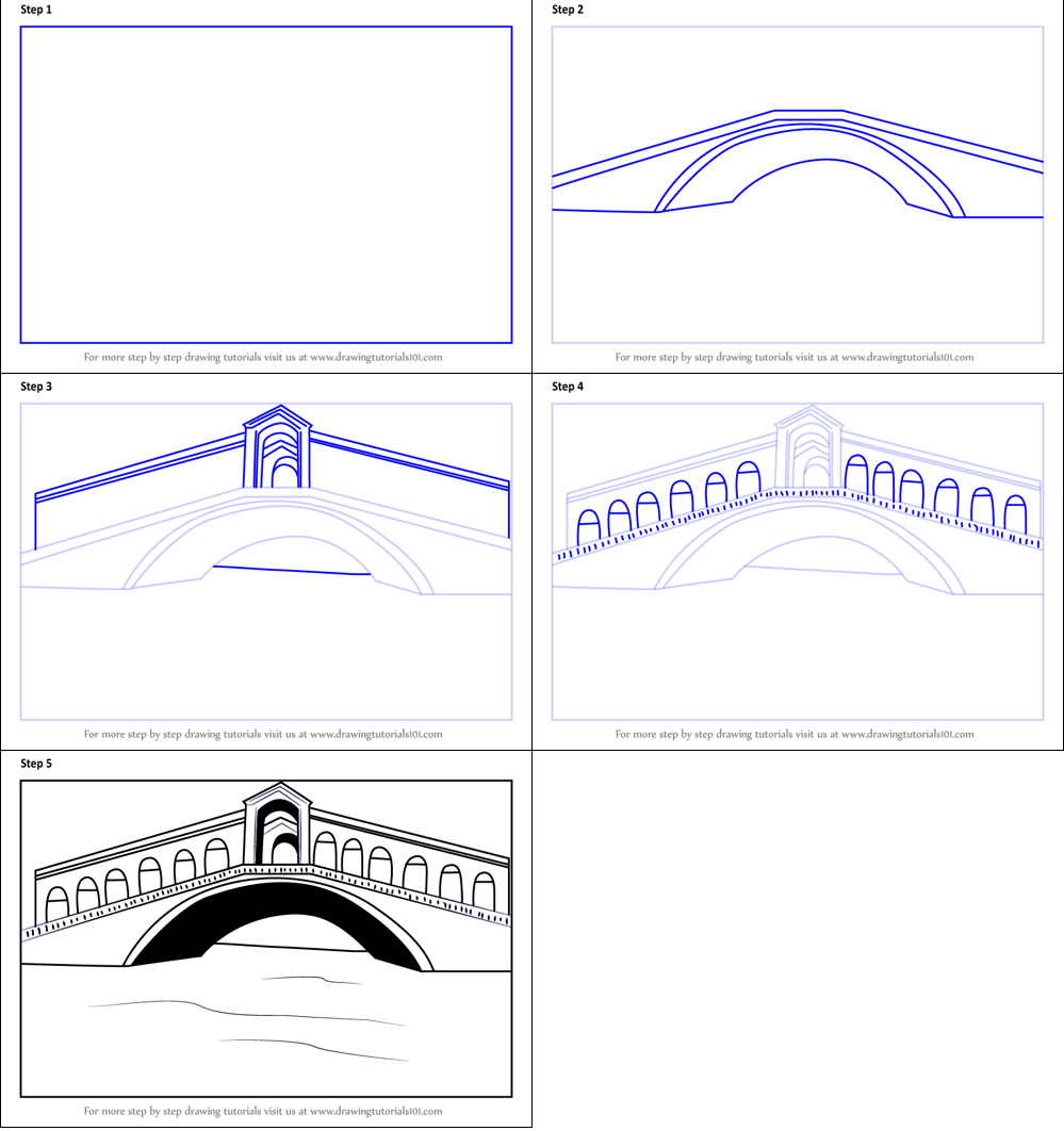 How to draw Draw a simple bridge (7)