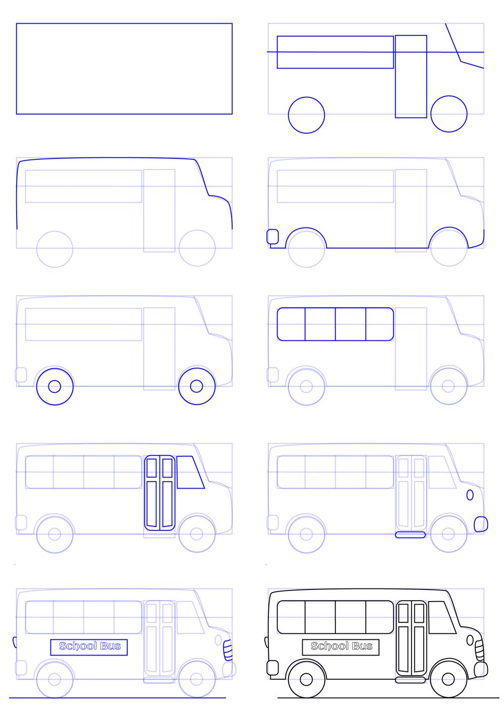 How to draw Draw a simple bus (2)